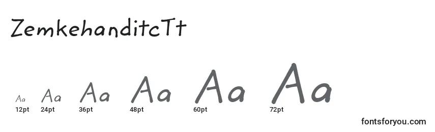 Размеры шрифта ZemkehanditcTt