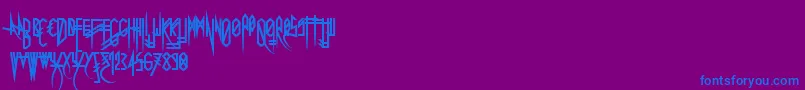 Uglymann-Schriftart – Blaue Schriften auf violettem Hintergrund