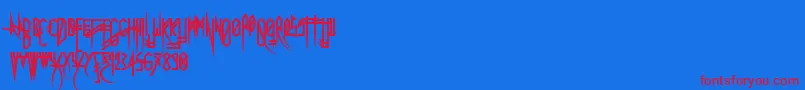 Uglymann-Schriftart – Rote Schriften auf blauem Hintergrund