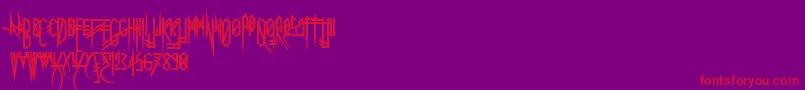 Fonte Uglymann – fontes vermelhas em um fundo violeta