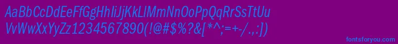 ItcfranklingothicstdBkcpit Font – Blue Fonts on Purple Background