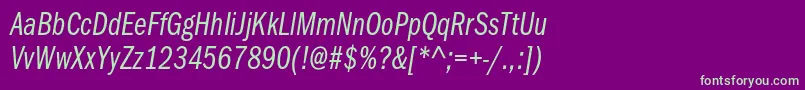 ItcfranklingothicstdBkcpit Font – Green Fonts on Purple Background