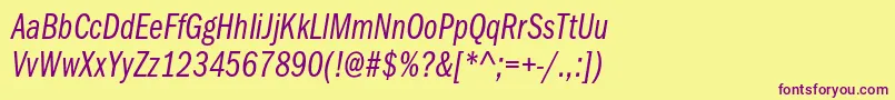 ItcfranklingothicstdBkcpit Font – Purple Fonts on Yellow Background