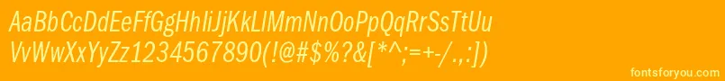 ItcfranklingothicstdBkcpit-Schriftart – Gelbe Schriften auf orangefarbenem Hintergrund