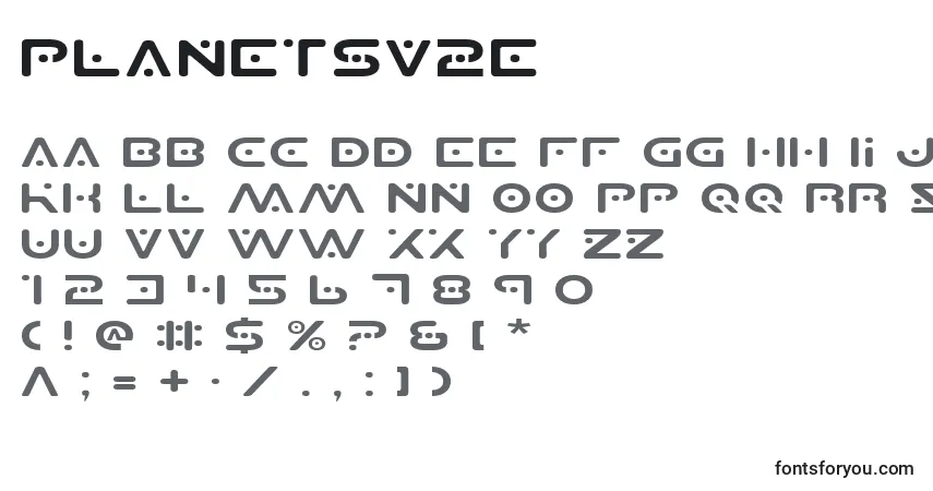 Schriftart Planetsv2e – Alphabet, Zahlen, spezielle Symbole