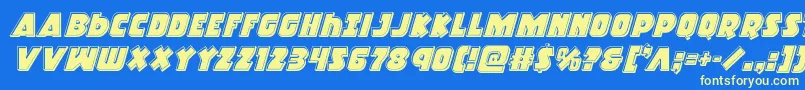 Racketsquadbevelital Font – Yellow Fonts on Blue Background
