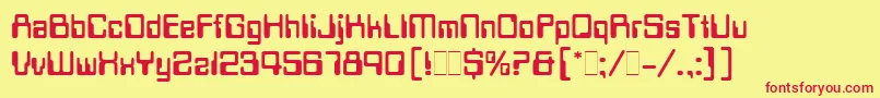DataSeventyLetPlain.1.0-fontti – punaiset fontit keltaisella taustalla