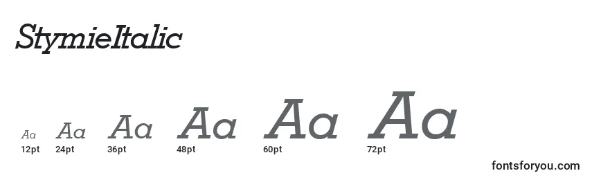 Размеры шрифта StymieItalic