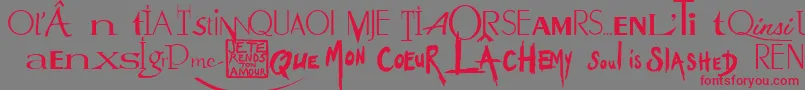 LogosmylГЁnefarmerregular Font – Red Fonts on Gray Background