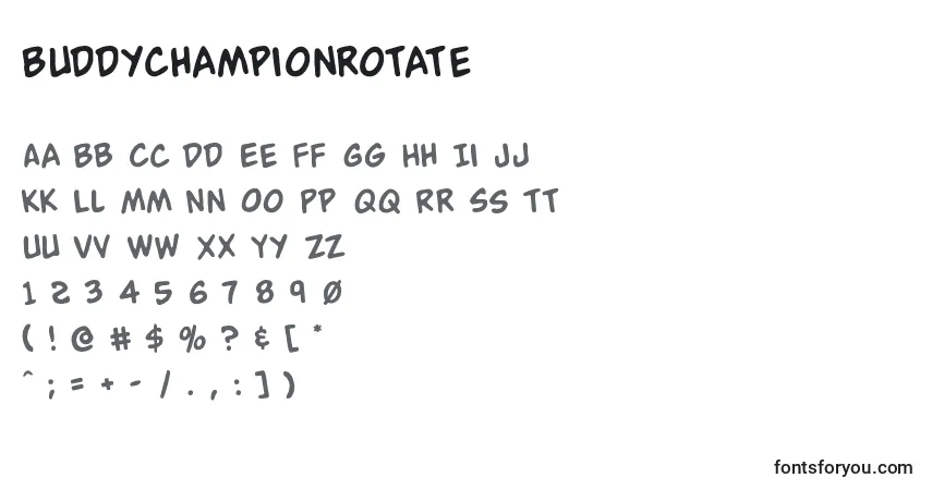 Schriftart Buddychampionrotate – Alphabet, Zahlen, spezielle Symbole