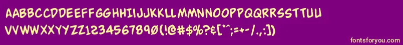 Czcionka Buddychampionrotate – żółte czcionki na fioletowym tle