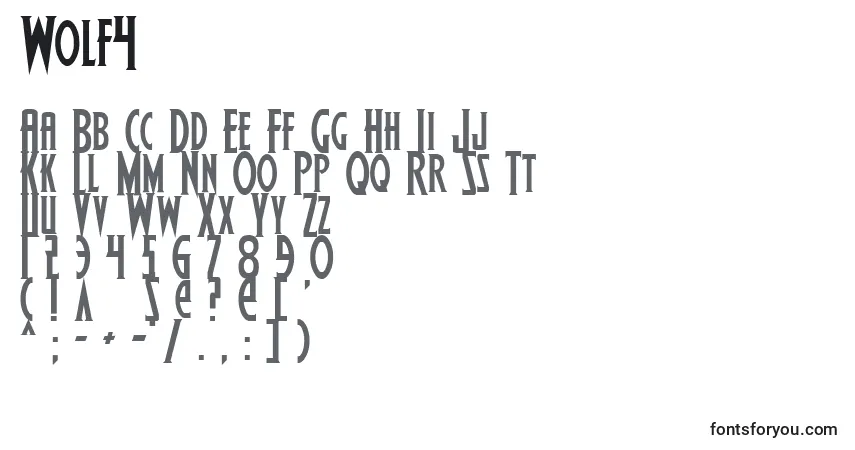 Czcionka Wolf4 – alfabet, cyfry, specjalne znaki