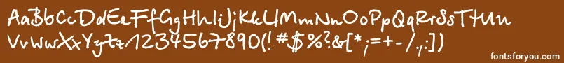 BetinascriptcttBold-Schriftart – Weiße Schriften auf braunem Hintergrund