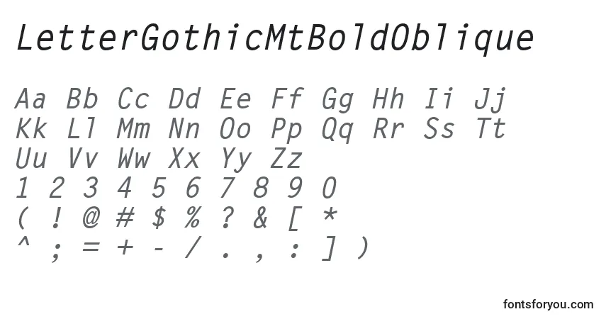 A fonte LetterGothicMtBoldOblique – alfabeto, números, caracteres especiais