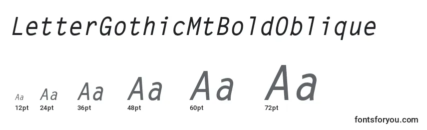 Размеры шрифта LetterGothicMtBoldOblique