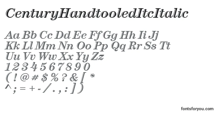 Czcionka CenturyHandtooledItcItalic – alfabet, cyfry, specjalne znaki