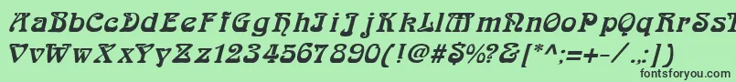 Fonte ArabiarItalic – fontes pretas em um fundo verde