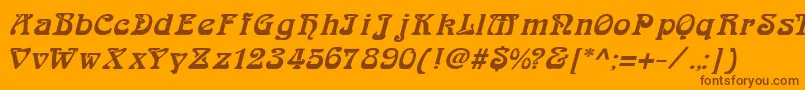 Fonte ArabiarItalic – fontes marrons em um fundo laranja