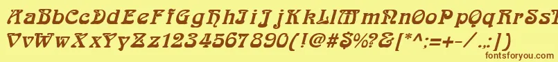 フォントArabiarItalic – 茶色の文字が黄色の背景にあります。