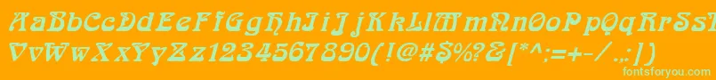 ArabiarItalic-fontti – vihreät fontit oranssilla taustalla