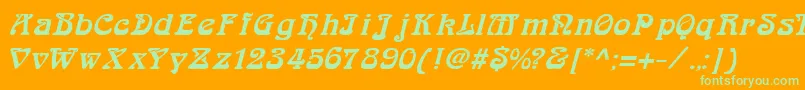 Fonte ArabiarItalic – fontes verdes em um fundo laranja