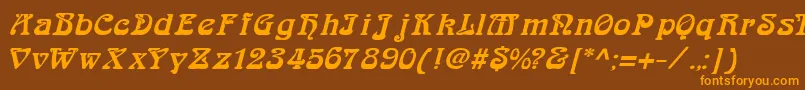 ArabiarItalic-fontti – oranssit fontit ruskealla taustalla