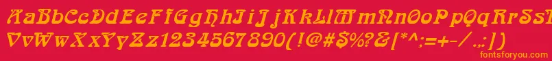 Fonte ArabiarItalic – fontes laranjas em um fundo vermelho