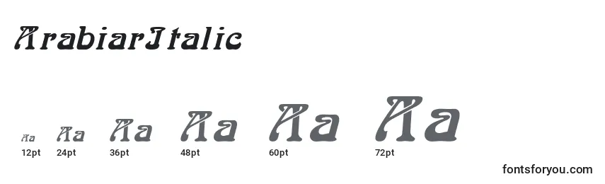Размеры шрифта ArabiarItalic