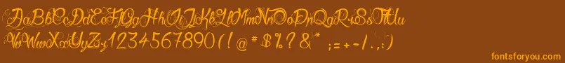 GueulesDeLoup-Schriftart – Orangefarbene Schriften auf braunem Hintergrund