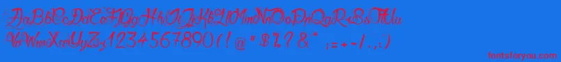 GueulesDeLoup Font – Red Fonts on Blue Background