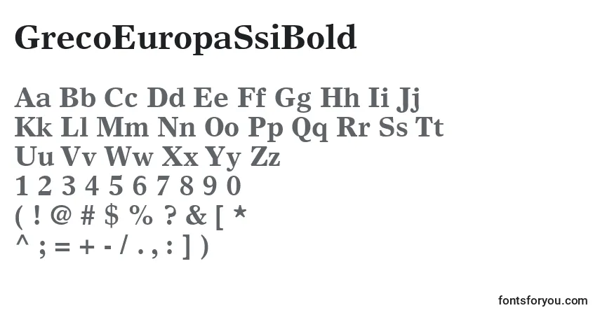 Шрифт GrecoEuropaSsiBold – алфавит, цифры, специальные символы