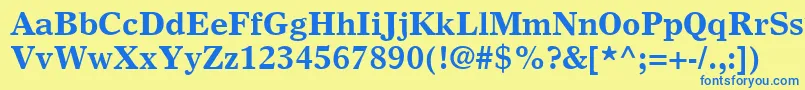 Czcionka GrecoEuropaSsiBold – niebieskie czcionki na żółtym tle