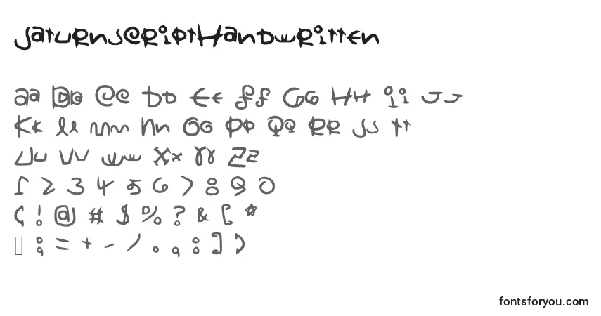 Шрифт SaturnscriptHandwritten – алфавит, цифры, специальные символы