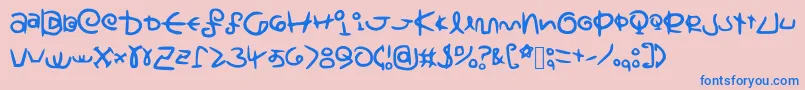 フォントSaturnscriptHandwritten – ピンクの背景に青い文字