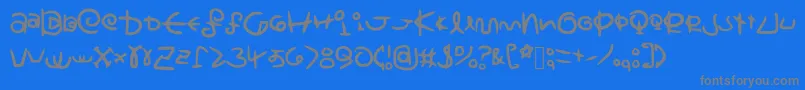 フォントSaturnscriptHandwritten – 青い背景に灰色の文字