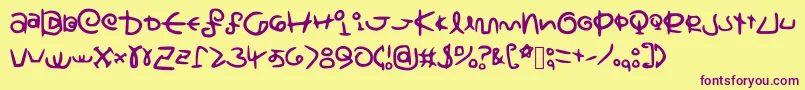 SaturnscriptHandwritten Font – Purple Fonts on Yellow Background