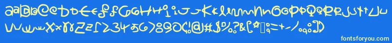 Fonte SaturnscriptHandwritten – fontes amarelas em um fundo azul