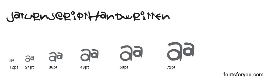 SaturnscriptHandwritten Font Sizes