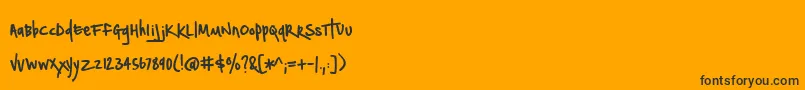 BmdNotepaperAirplanes-fontti – mustat fontit oranssilla taustalla