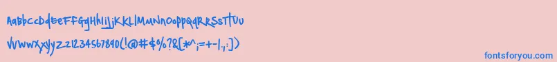 BmdNotepaperAirplanes-fontti – siniset fontit vaaleanpunaisella taustalla