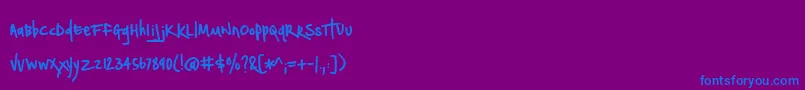 BmdNotepaperAirplanes-fontti – siniset fontit violetilla taustalla