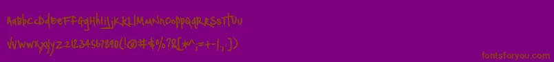 BmdNotepaperAirplanes-fontti – ruskeat fontit violetilla taustalla
