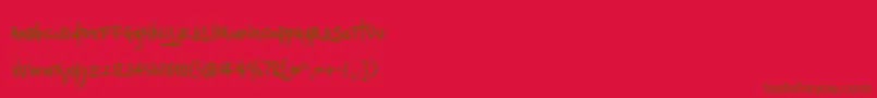 BmdNotepaperAirplanes-fontti – ruskeat fontit punaisella taustalla
