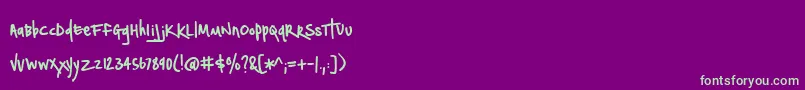Fonte BmdNotepaperAirplanes – fontes verdes em um fundo violeta