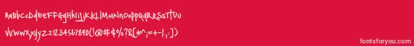 BmdNotepaperAirplanes-Schriftart – Rosa Schriften auf rotem Hintergrund