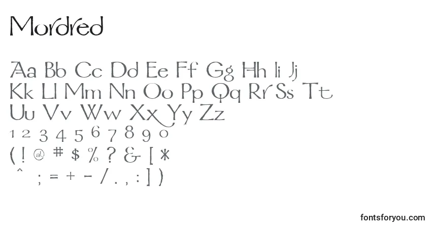 Schriftart Mordred – Alphabet, Zahlen, spezielle Symbole