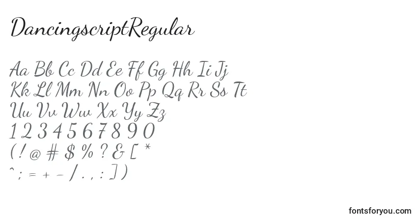 Fuente DancingscriptRegular - alfabeto, números, caracteres especiales