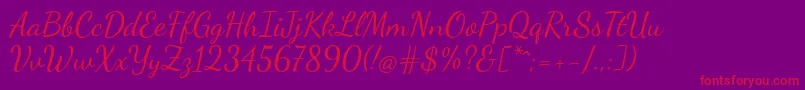 DancingscriptRegular Font – Red Fonts on Purple Background