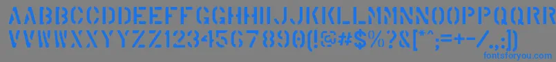 MarshStencilRegular-Schriftart – Blaue Schriften auf grauem Hintergrund
