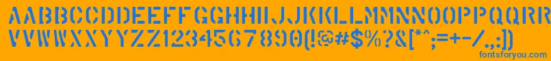 MarshStencilRegular-Schriftart – Blaue Schriften auf orangefarbenem Hintergrund